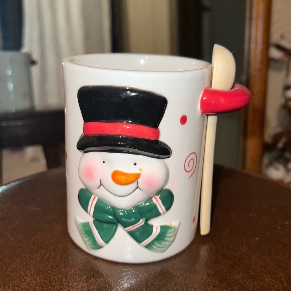 🛍️Snowman cup with wood spoon
